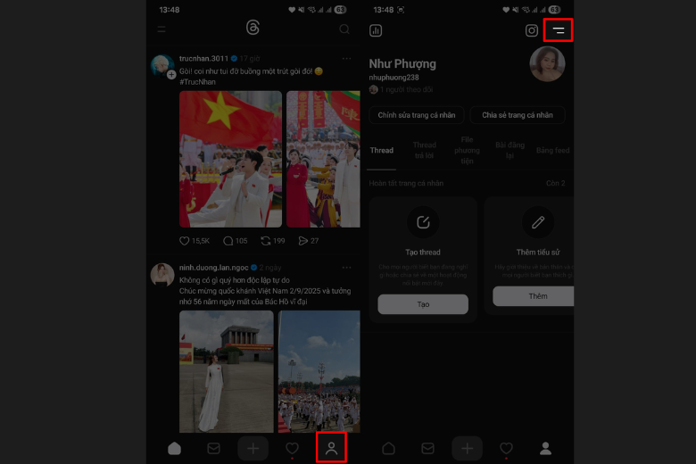 vào mục Tài khoản