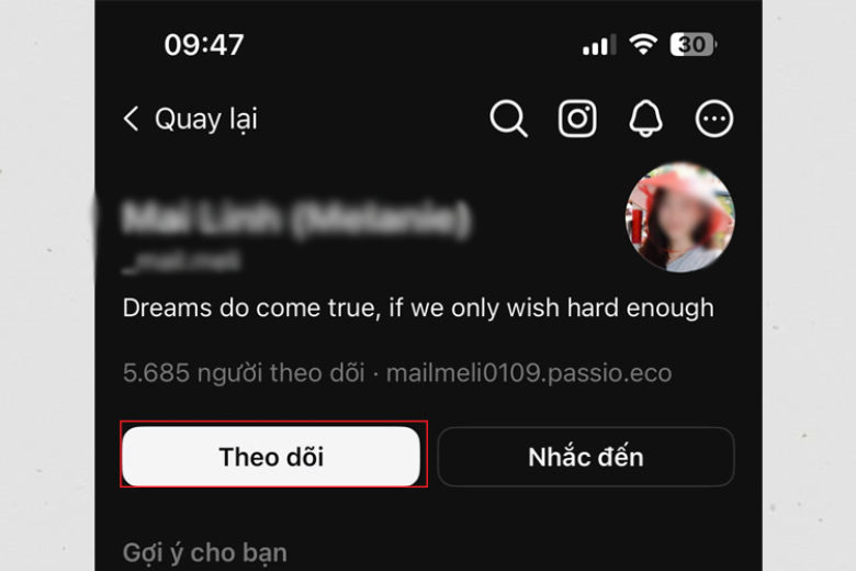 Theo dõi để xem tài khoản riêng tư