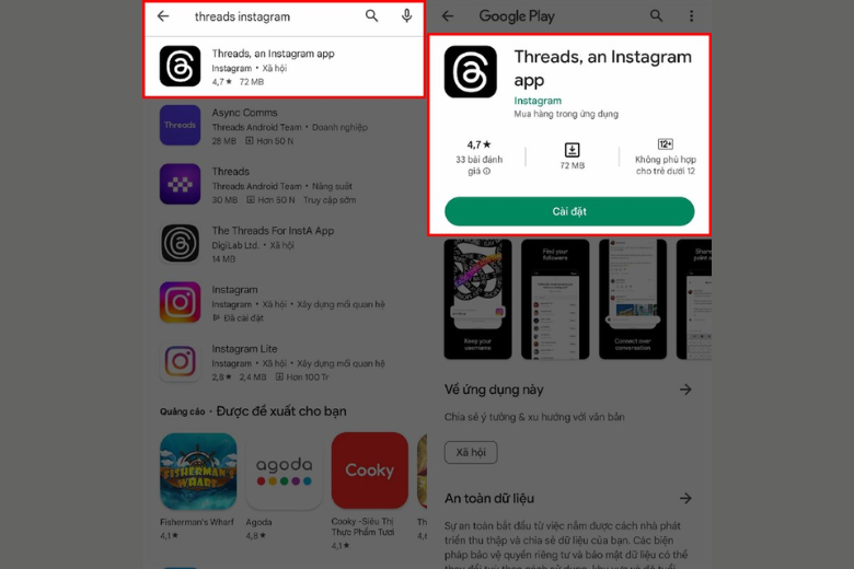 tìm kiếm từ khóa "Threads Instagram"