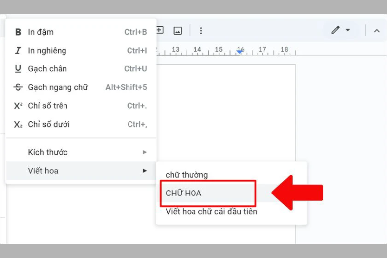 lựa chọn kiểu viết hoa