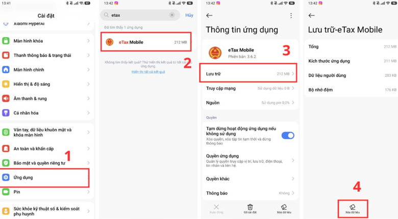 Xóa cache ứng dụng