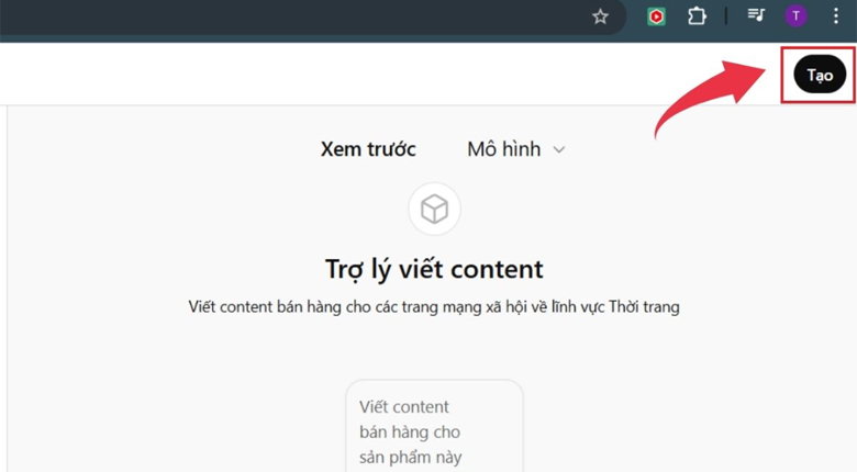 Nhấn Tạo để lưu và hoàn tất trợ lý AI cá nhân