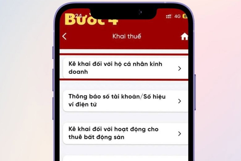 chọn vào mục Kê khai đối với hộ cá nhân kinh doanh