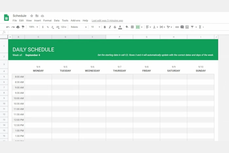 sự hữu ích khi tạo lịch trên Google Sheet