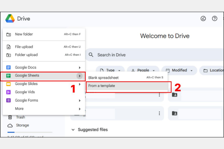 trang chủ Google Sheet