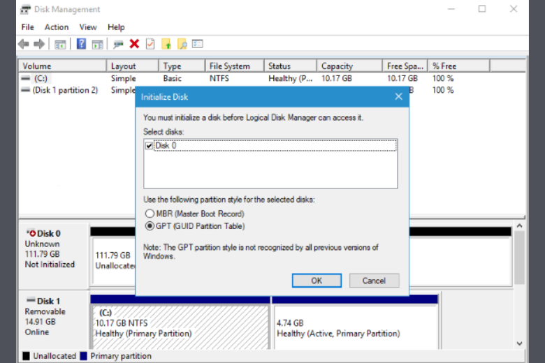 Kiểm tra lại định dạng ổ cứng