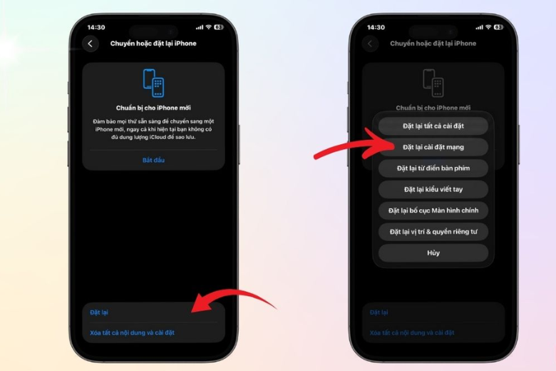 thiết lập WiFi và dữ liệu di động