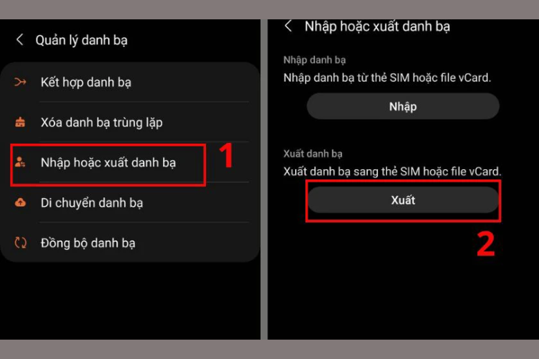 Xuất danh bạ