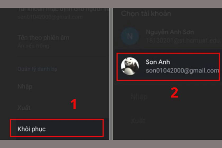  chọn mục Khôi phục tài khoản Google 