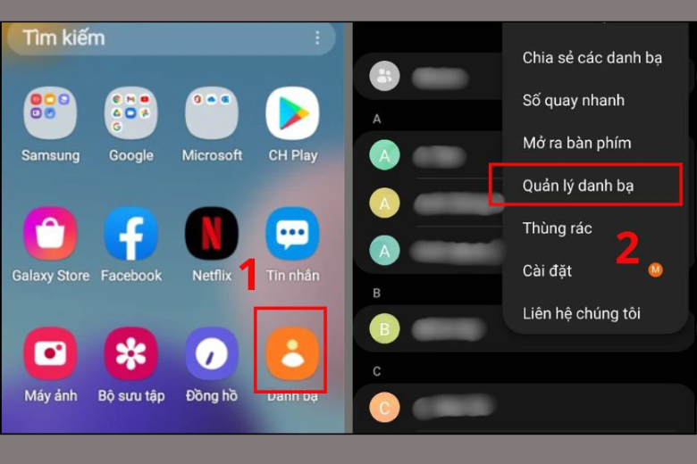 Mở ứng dụng Danh bạ