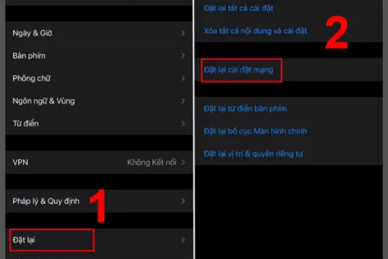 Reset cài đặt mạng