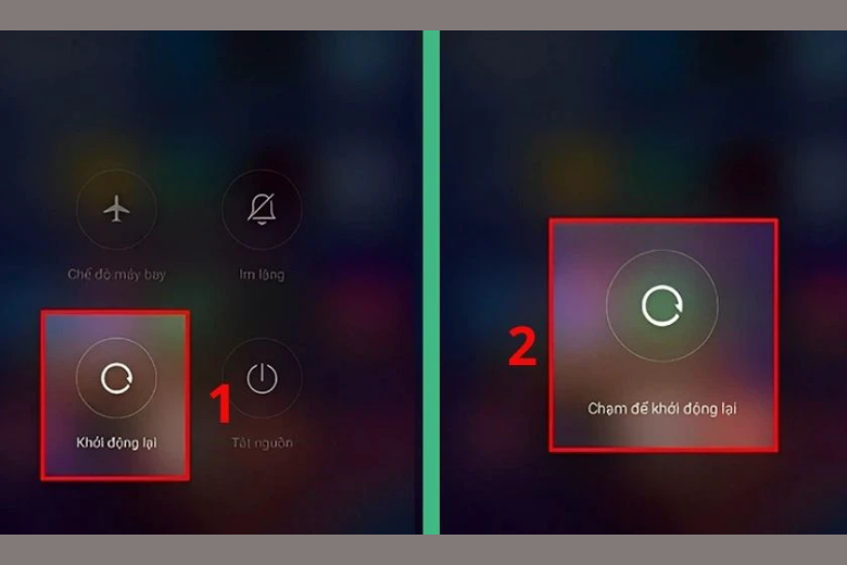 nhấn vào Khởi động lại