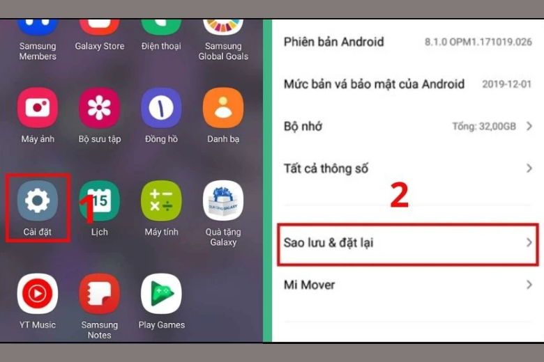 Sao lưu và đặt lại để bắt đầu quá trình khôi phục