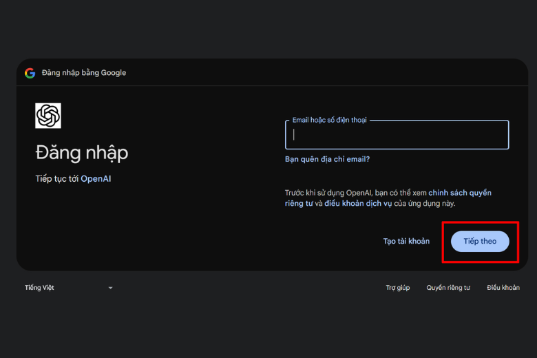 truy cập vào trang chủ ChatGPT