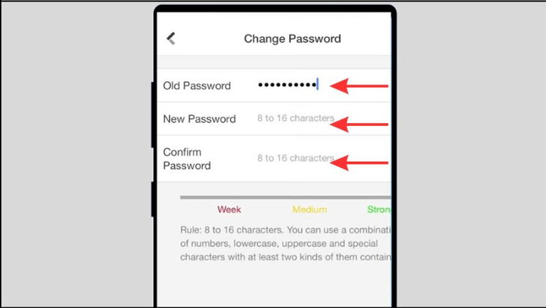nhập vào mật khẩu cũ và mật khẩu mới 