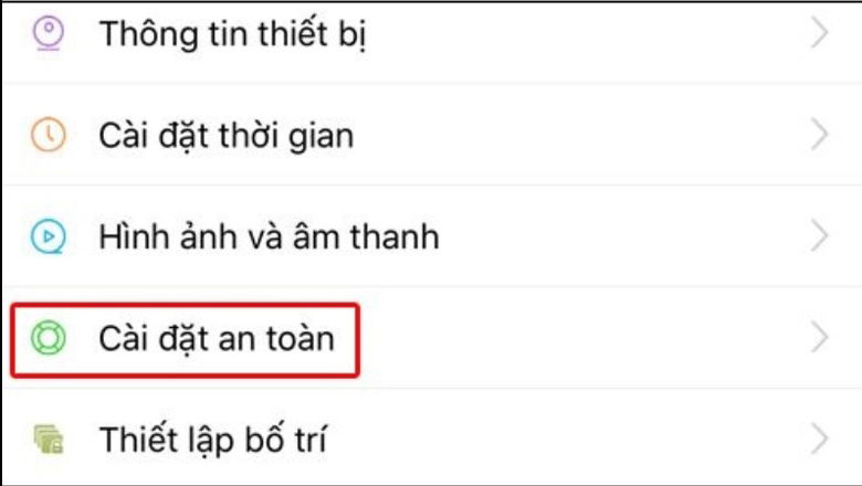 nhấn vào Cài đặt