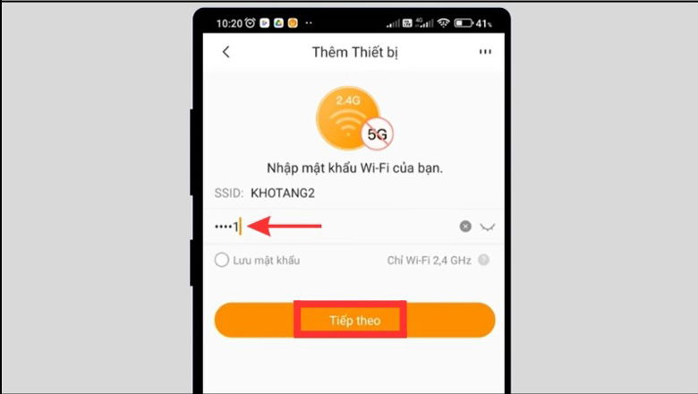 Nhập Wifi và mật khẩu Wifi