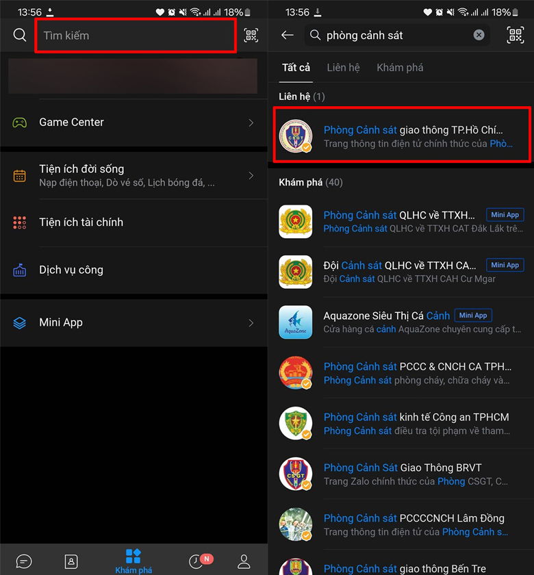 Hướng dẫn liên hệ Cảnh sát giao thông qua Zalo