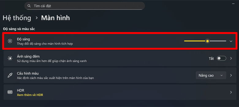 Giảm độ sáng màn hình