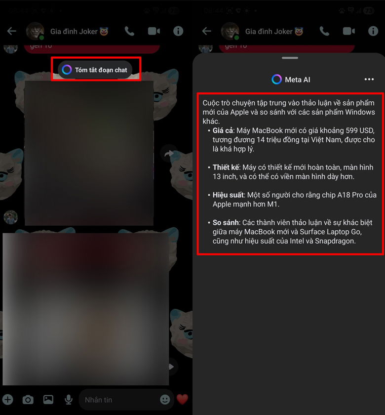 Meta AI sẽ phân tích các tin nhắn trong đoạn chat