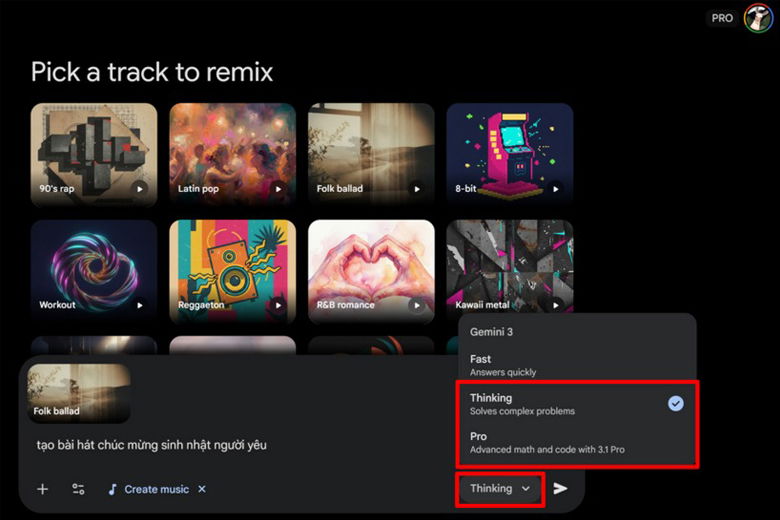 Nhập nội dung hoặc ý tưởng bài hát vào khung