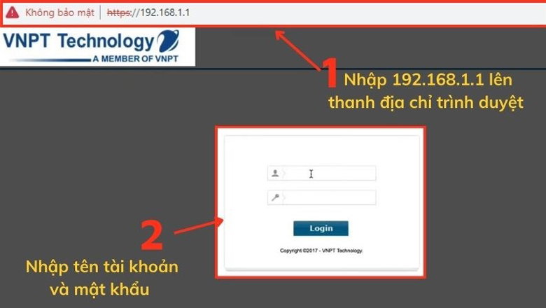Truy cập trình duyệt web và nhập địa chỉ IP 192.168.1.1