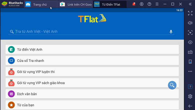 bạn đã có thể sử dụng ứng dụng Từ điển TFlat