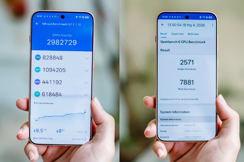 Find X9s sử dụng con chip MediaTek Dimensity 9500s