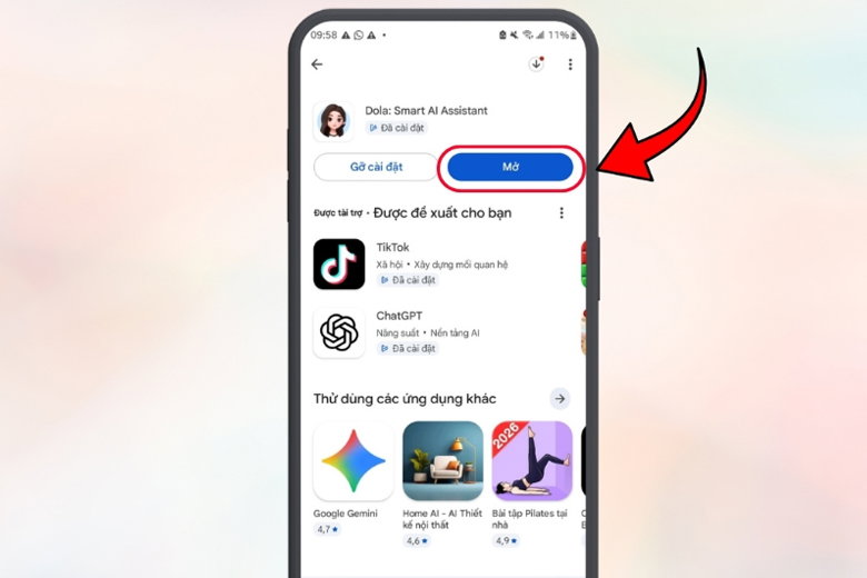 Mở ứng dụng