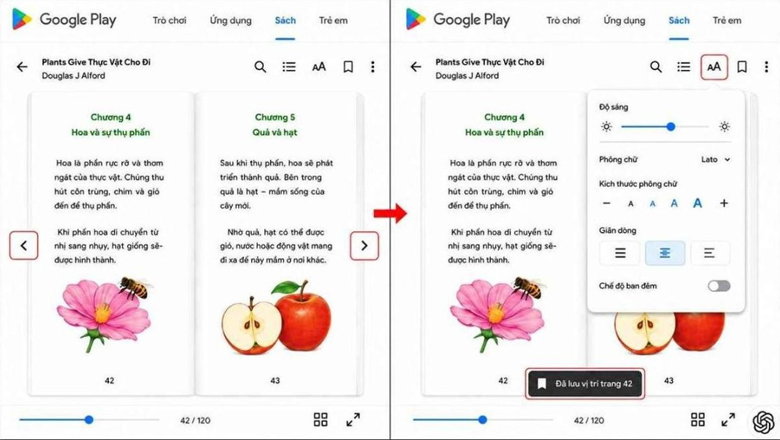 đọc sách trên ứng dụng Google Play Books