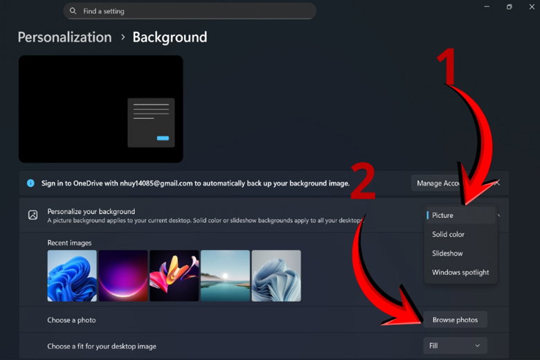 Bấm tiếp vào Browse Photo