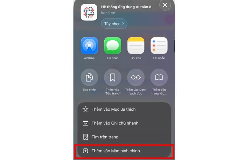Thêm ứng dụng IronAI vào màn hình chính