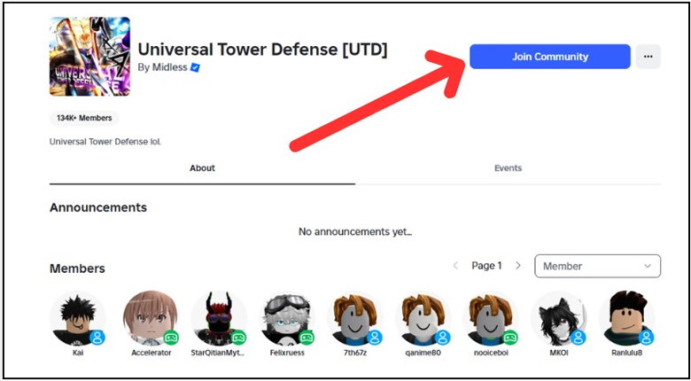 Theo dõi nhóm cộng đồng Universal Tower Defense X
