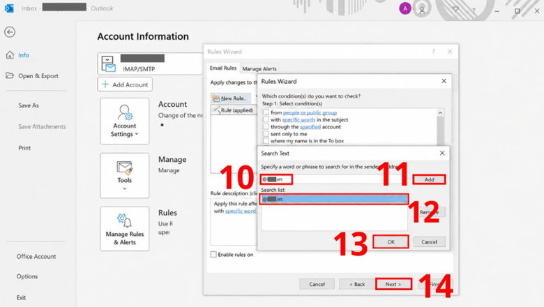 chọn vào đuôi email vừa thêm