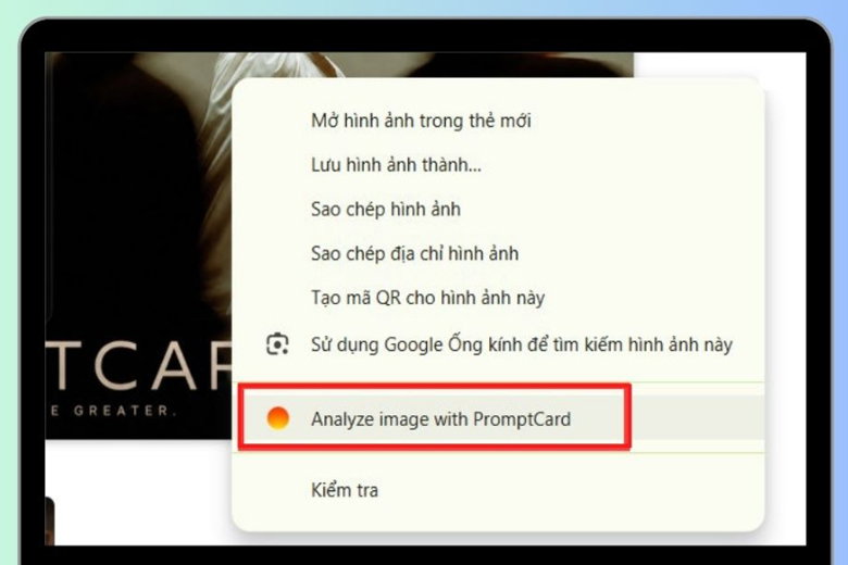 Chọn Analyze image with PromptCard