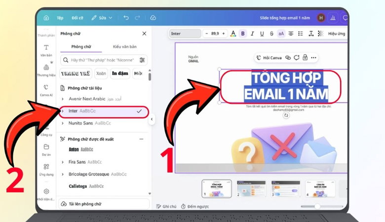 Canva AI sẽ hiển thị các slide được tạo