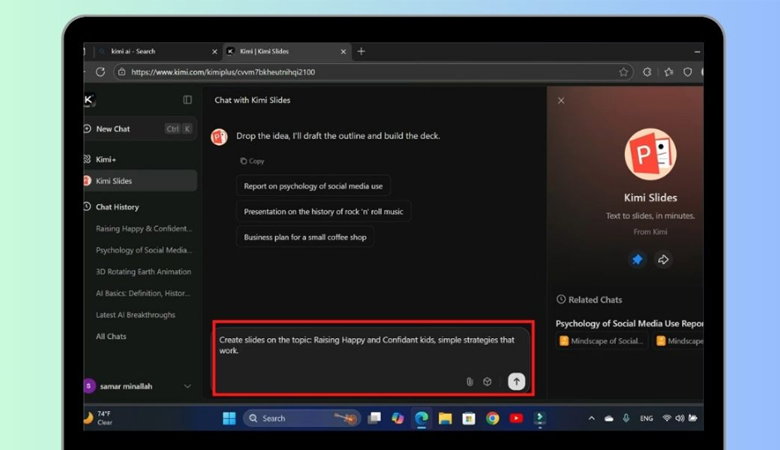 Prompt câu lệnh để tạo slide