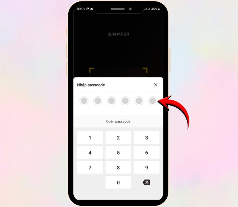 nhập "Passcode" gồm 6 số