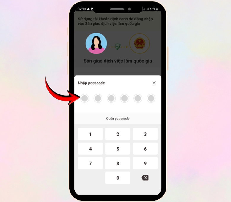 nhập "Passcode"