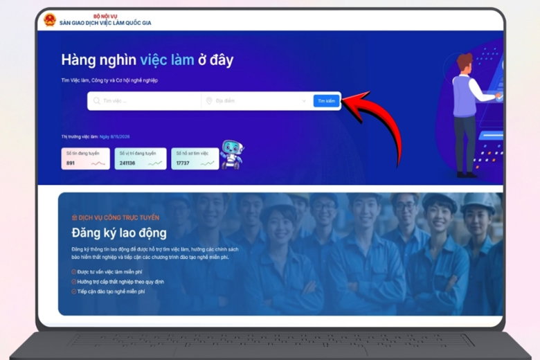 Mở trang tìm kiếm việc làm