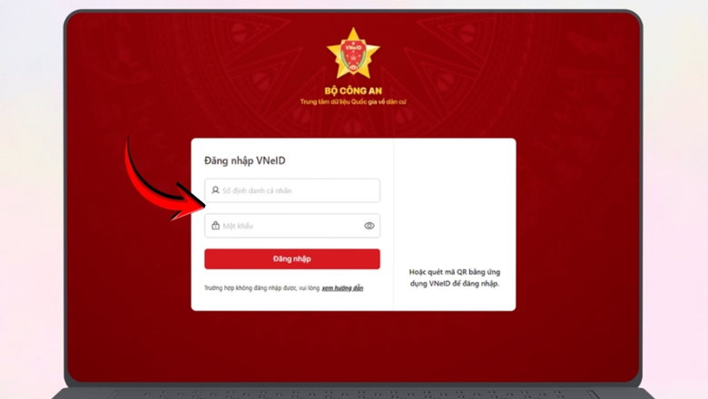 Nhập thông tin tài khoản VNeID
