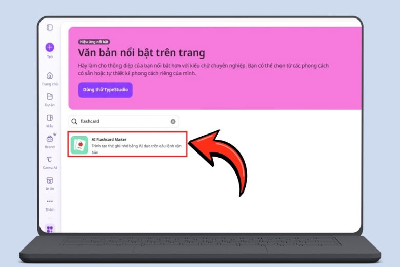 chọn vào mục AI Flashcard Maker