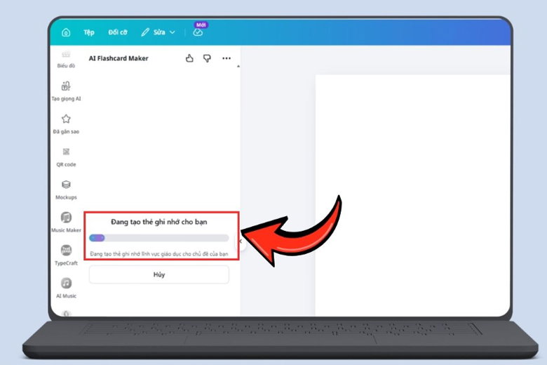 Đợi quá trình Canva tạo flashcard