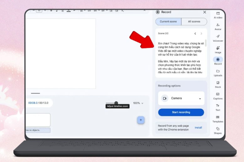Sử dụng Teleprompter hoặc AI Voice