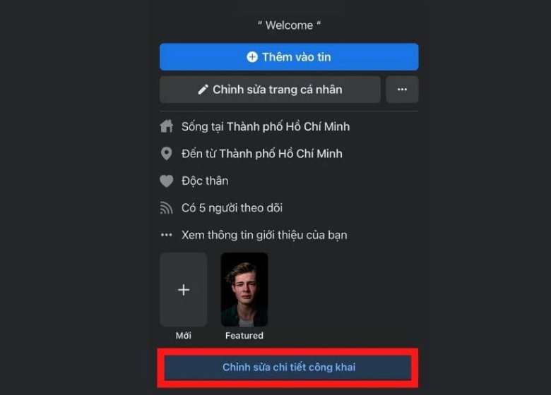 Chọn mục Chỉnh sửa chi tiết công khai