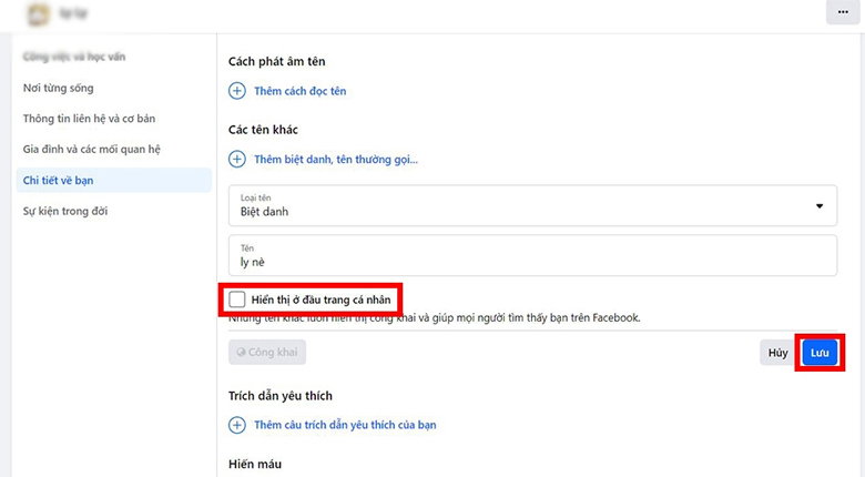 nhấn vào Lưu để hoàn tất