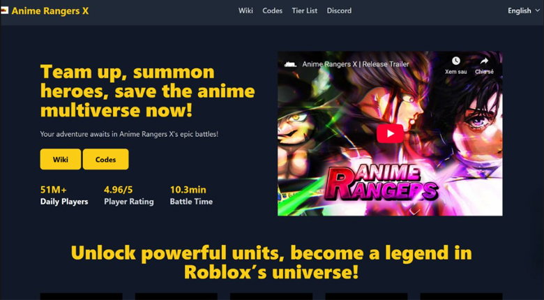 Cách thức nhận code Anime Rangers X mới nhanh nhất