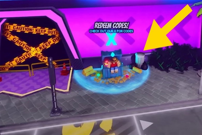 tìm kiếm NPC có ký hiệu REEDEM CODES! CHECK OUT OUR X FOR CODES