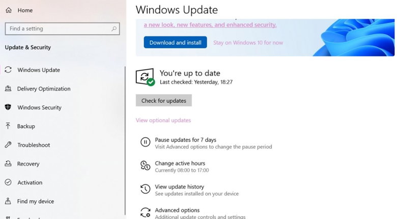 chọn một khoảng thời gian tạm thời để tắt cập nhật Windows