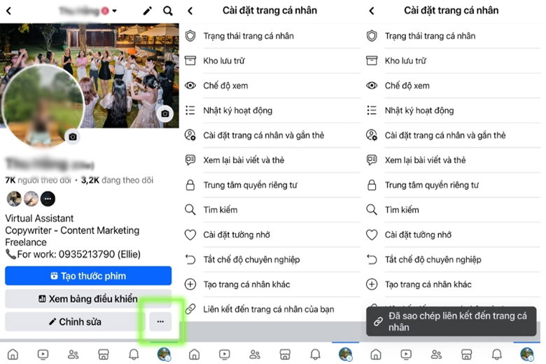 Nhấn vào dòng chữ “Liên kết đến trang cá nhân của bạn”